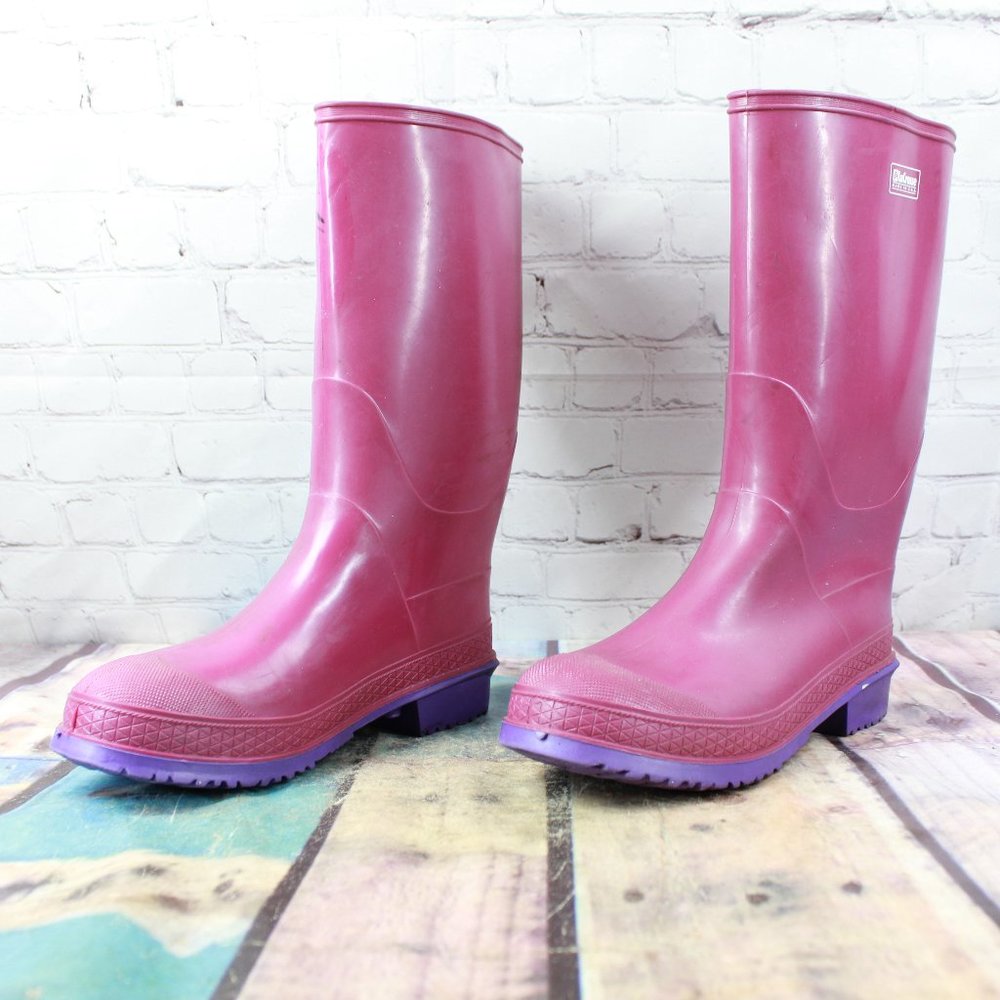 LaCrosse Pink Rubber Knee-High Tall Muck Hunting Rain Boots USA Made Size 8 - Picture 1 of 9